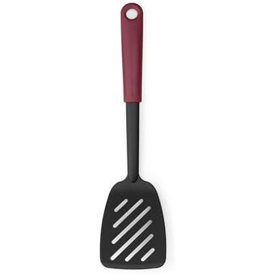 Brabantia TASTY+ Spatel, hittebestendige nylon spatel voor pannen met antiaanbaklaag, vaatwasmachinebestendig, ophangring, auberginerood Brabantia TASTY+ Spatel, hittebestendige nylon spatel voor pannen met antiaanbaklaag, vaatwasmachinebestendig, ophangring, auberginerood