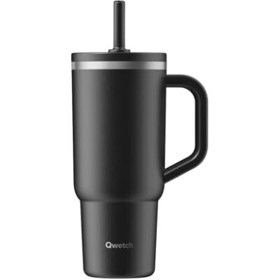 QWETCH Travel Cup Thermosbeker, 900 ml, waterdicht, met klaprietje, gerecyclede roestvrijstalen thermosbeker met handvat, houdt 48 uur ijs/12 uur koud, thermosbeker, drinkfles compatibel met QWETCH Travel Cup Thermosbeker, 900 ml, waterdicht, met klaprietje, gerecyclede roestvrijstalen thermosbeker met handvat, houdt 48 uur ijs/12 uur koud, thermosbeker, drinkfles compatibel met