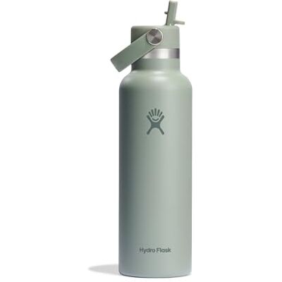 Hydro Flask Geïsoleerde drinkfles, 621 ml, met lekvrije sluiting en geïntegreerd rietje, vacuümgeïsoleerde roestvrijstalen fles, BPA-vrij, standaard opening, agave Hydro Flask Geïsoleerde drinkfles, 621 ml, met lekvrije sluiting en geïntegreerd rietje, vacuümgeïsoleerde roestvrijstalen fles, BPA-vrij, standaard opening, agave