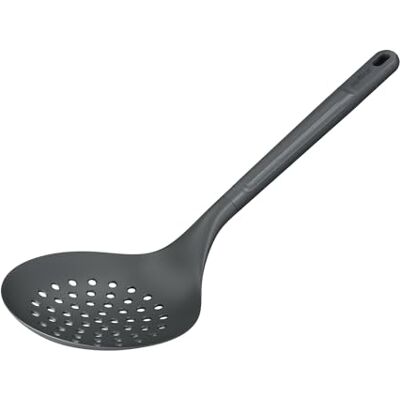 Zyliss Duurzaam tarwestro/nylon schuimspaan, keukenlepel met schuim/afdruipgaten, anti-aanbaklaag, hittebestendige nylon kop, beluga-grijs, 33,5 cm x 12 cm, geschikt voor Zyliss Duurzaam tarwestro/nylon schuimspaan, keukenlepel met schuim/afdruipgaten, anti-aanbaklaag, hittebestendige nylon kop, beluga-grijs, 33,5 cm x 12 cm, geschikt voor