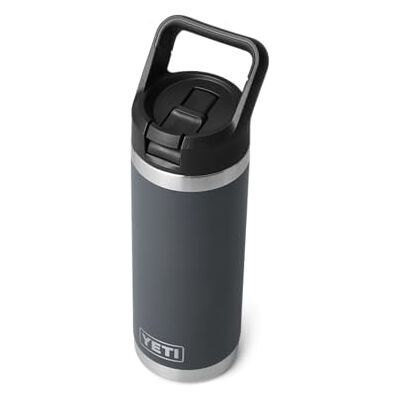 YETI Rambler C Straw Bottle, roestvrijstalen vacuüm geïsoleerde fles met lekvrije rietje, houtskool, 18 oz / 532 ml YETI Rambler C Straw Bottle, roestvrijstalen vacuüm geïsoleerde fles met lekvrije rietje, houtskool, 18 oz / 532 ml