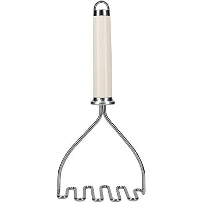 KitchenAid Kitchen Craft, aardappelstamper en andere groenten en fruit, handmatige aardappelpers van roestvrij staal, kleur amandelwit KitchenAid Kitchen Craft, aardappelstamper en andere groenten en fruit, handmatige aardappelpers van roestvrij staal, kleur amandelwit
