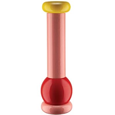 Alessi Zout-, peper- en kruidenmolen van beukenhout, collectie 100 waarden, roze, rood, geel MP0210 Alessi Zout-, peper- en kruidenmolen van beukenhout, collectie 100 waarden, roze, rood, geel MP0210