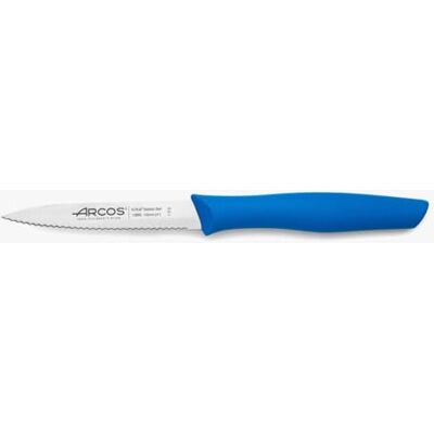 Arcos Serrado Keukenmes van roestvrij staal, 100 mm, voor het schillen van groenten en fruit, antislip handvat, Nova serie Arcos Serrado Keukenmes van roestvrij staal, 100 mm, voor het schillen van groenten en fruit, antislip handvat, Nova serie