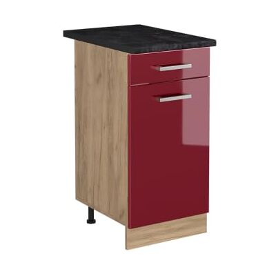 Vicco Meuble bas de cuisine "R-Line", Rouge brillant/Chêne doré 40 cm Vicco Meuble bas de cuisine "R-Line", Rouge brillant/Chêne doré 40 cm