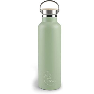 LACOR 62559 Roestvrijstalen fles met bloem, waterfles, dubbelwandige isolatie, houten dop met ring om op te hangen, BPA-vrij, inhoud: 0,75 l, groen LACOR 62559 Roestvrijstalen fles met bloem, waterfles, dubbelwandige isolatie, houten dop met ring om op te hangen, BPA-vrij, inhoud: 0,75 l, groen