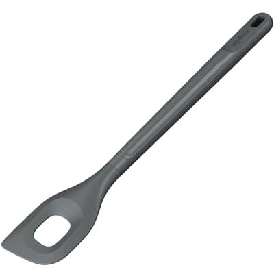 Zyliss Schuine roerlepel, duurzaam tarwestro / nylon, gebogen kooklepel voor het bereiken van hoeken van pannen en potten, Beluga-grijs, 29,5 cm x 5,5 cm, vaatwasmachinebestendig Zyliss Schuine roerlepel, duurzaam tarwestro / nylon, gebogen kooklepel voor het bereiken van hoeken van pannen en potten, Beluga-grijs, 29,5 cm x 5,5 cm, vaatwasmachinebestendig