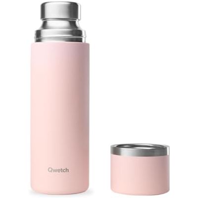 QWETCH Thermo Thermo Pastel Roze 750ml Thermo met Gerecycleerde Roestvrijstalen Mok 24 uur Koud en 12 uur Warm Waterdicht & Ideaal voor Koffie en Thee QWETCH Thermo Thermo Pastel Roze 750ml Thermo met Gerecycleerde Roestvrijstalen Mok 24 uur Koud en 12 uur Warm Waterdicht & Ideaal voor Koffie en Thee