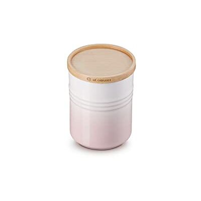 Le Creuset M keramische voorraadpot met houten deksel, keramiek, 540 ml, 10 cm, Shell Pink, 60825547770099 Le Creuset M keramische voorraadpot met houten deksel, keramiek, 540 ml, 10 cm, Shell Pink, 60825547770099