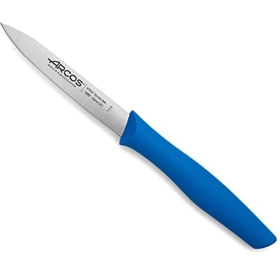 Arcos Mondador mes roestvrij staal NITRUM 100 mm voor groenten en fruit, handvat van polypropyleen, blauw, serie Nova Arcos Mondador mes roestvrij staal NITRUM 100 mm voor groenten en fruit, handvat van polypropyleen, blauw, serie Nova