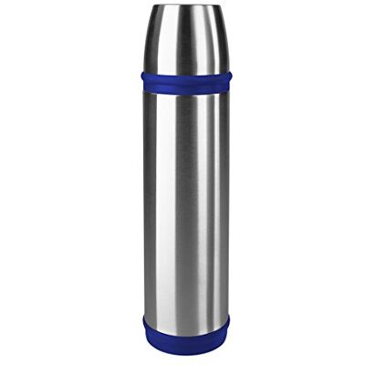 Emsa 502473 CAPITAIN thermosfles met beker, basic schroefsluiting, 100% luchtdicht, 700 ml, blauw/roestvrij staal Emsa 502473 CAPITAIN thermosfles met beker, basic schroefsluiting, 100% luchtdicht, 700 ml, blauw/roestvrij staal