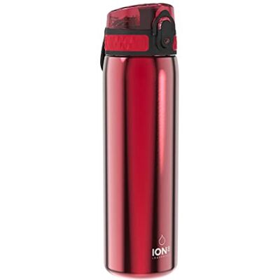Ion8 Lekvrije dunne waterfles van roestvrij staal, 600 ml, rood Ion8 Lekvrije dunne waterfles van roestvrij staal, 600 ml, rood