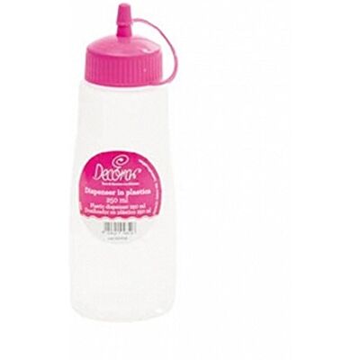 Decora 0379161 dispenser met dop, kunststof, 500 ml, transparant/fuchsia Decora 0379161 dispenser met dop, kunststof, 500 ml, transparant/fuchsia