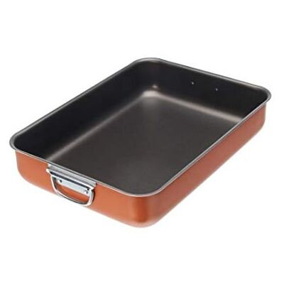 Moneta Zecchino lasagneschaal, aluminium, koper, 35 x 25 cm Moneta Zecchino lasagneschaal, aluminium, koper, 35 x 25 cm
