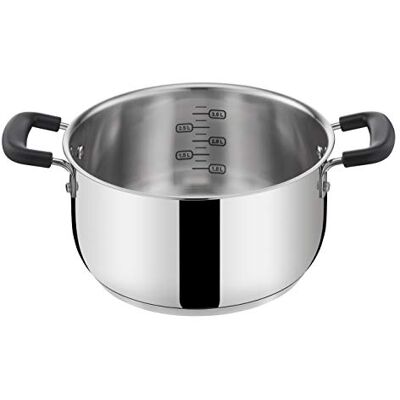 Lagostina Praktische steelpan van staal 18/10 met dubbele siliconen handgrepen, pan voor inductie, gas en oven tot 210°, 22 cm Lagostina Praktische steelpan van staal 18/10 met dubbele siliconen handgrepen, pan voor inductie, gas en oven tot 210°, 22 cm