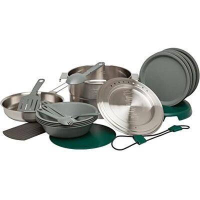 Stanley Adventure Full Kitchen Basecamp Cook Set 3.5L – 11-delig pannenset Lichtgewicht roestvrijstalen pan pannenset voor backpacken, wandelen en kamperen Campingpannen Vaatwasserbestendig Ustensiles de cuisine pour le camping 21 pièces Facile à Transp Stanley Adventure Full Kitchen Basecamp Cook Set 3.5L – 11-delig pannenset Lichtgewicht roestvrijstalen pan pannenset voor backpacken, wandelen en kamperen Campingpannen Vaatwasserbestendig Ustensiles de cuisine pour le camping 21 pièces Facile à Transp