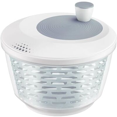 Westmark slacentrifuge ideaal voor het wassen, centrifugeren en serveren van salade, ruimtebesparende slakom met deksel en schenktuit, antislip, 4,4 liter, kunststof, BPA-vrij Westmark slacentrifuge ideaal voor het wassen, centrifugeren en serveren van salade, ruimtebesparende slakom met deksel en schenktuit, antislip, 4,4 liter, kunststof, BPA-vrij