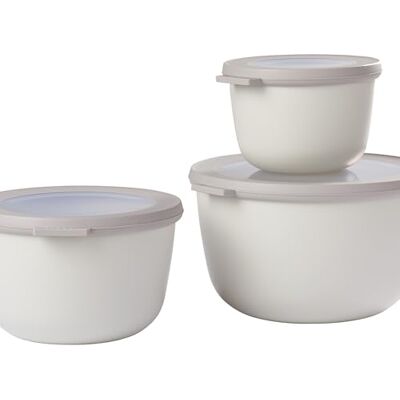 Mepal , set van 3 multifunctionele ronde Cirqula-kommen, bewaardozen voor voedsel met deksel, geschikt voor koelkast, magnetron en vriezer, 500, 1000, 2000 ml, Nordic White Mepal , set van 3 multifunctionele ronde Cirqula-kommen, bewaardozen voor voedsel met deksel, geschikt voor koelkast, magnetron en vriezer, 500, 1000, 2000 ml, Nordic White
