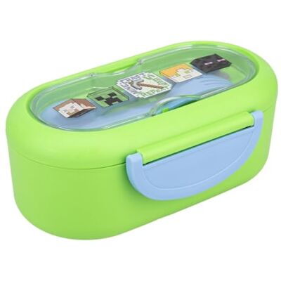 Paladone Minecraft Bento Box Officieel gelicentieerde lunchbox met scheidingswand, vork en lepel, vaatwasser- en magnetronbestendig, perfect voor school of picknick Paladone Minecraft Bento Box Officieel gelicentieerde lunchbox met scheidingswand, vork en lepel, vaatwasser- en magnetronbestendig, perfect voor school of picknick