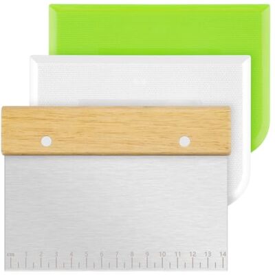 Vicloon 3 stuks deegschraper, pizzadeegsnijder, roestvrij staal, voedselveilig, gladmakend gereedschap voor brood, pizza, cake, boetseerklei, decoratie Vicloon 3 stuks deegschraper, pizzadeegsnijder, roestvrij staal, voedselveilig, gladmakend gereedschap voor brood, pizza, cake, boetseerklei, decoratie