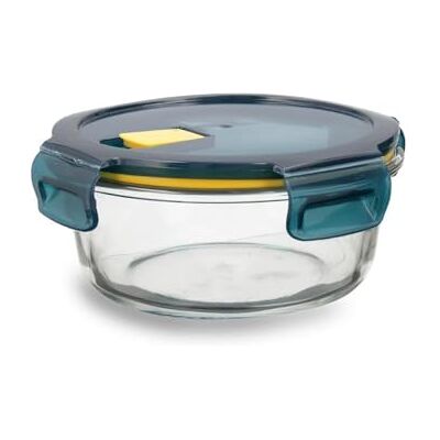 Quid Astral Luchtdichte ronde glazen container 16 x 16 x 7 cm 62 cl blauw blauw, rond, deksel met 4 sluitingen en ventiel, geschikt voor magnetron, vriezer en koelkast Quid Astral Luchtdichte ronde glazen container 16 x 16 x 7 cm 62 cl blauw blauw, rond, deksel met 4 sluitingen en ventiel, geschikt voor magnetron, vriezer en koelkast