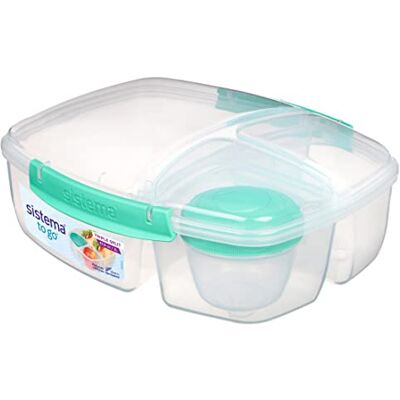 Sistema To Go Triple Split Lunch Box met Yoghurt Pot, 2L Verschillende kleuren Sistema To Go Triple Split Lunch Box met Yoghurt Pot, 2L Verschillende kleuren