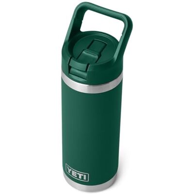 YETI Rambler C Straw Bottle, roestvrijstalen vacuüm geïsoleerde fles met lekvrije rietje, zwart bosgroen, 532 ml YETI Rambler C Straw Bottle, roestvrijstalen vacuüm geïsoleerde fles met lekvrije rietje, zwart bosgroen, 532 ml