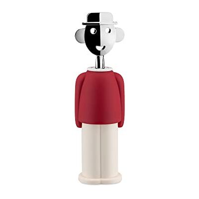 Alessi M AAM23 Alessandro R kurkentrekker, design Zamak, verchroomd en thermoplastisch hars, rood Alessi M AAM23 Alessandro R kurkentrekker, design Zamak, verchroomd en thermoplastisch hars, rood