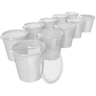 FixedByU 10 x opbergemmer met deksel, 30 liter, Made in Germany, voedselveilig, stabiel, luchtdicht, transparant, voor het bewaren van levensmiddelen, kantoorbenodigdheden, slaapkamer FixedByU 10 x opbergemmer met deksel, 30 liter, Made in Germany, voedselveilig, stabiel, luchtdicht, transparant, voor het bewaren van levensmiddelen, kantoorbenodigdheden, slaapkamer