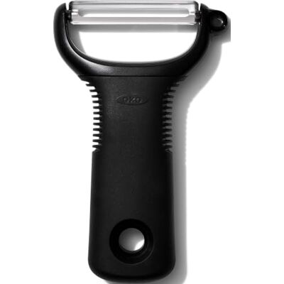OXO Good Grips Y-schiller van roestvrij staal, zwart De antislip rubberen handgreep dempt de handen om vermoeidheid bij herhaalde voorbereidingstaken te verminderen OXO Good Grips Y-schiller van roestvrij staal, zwart De antislip rubberen handgreep dempt de handen om vermoeidheid bij herhaalde voorbereidingstaken te verminderen