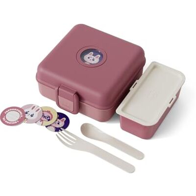 monbento Lunchbox voor kinderen met vakken Snacky Pink Blush Broodtrommel voor hele broodjes Inclusief bestek Gepersonaliseerde lunchbox Ideaal voor school / picknick monbento Lunchbox voor kinderen met vakken Snacky Pink Blush Broodtrommel voor hele broodjes Inclusief bestek Gepersonaliseerde lunchbox Ideaal voor school / picknick