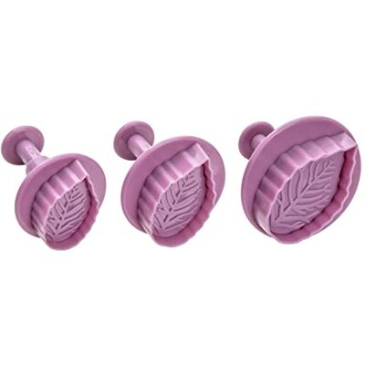 Zenker 43075 Set van 3 uitsteekvormpjes bladvorm, set van 3 uitsteekvormpjes, koekjessnijder, 3 stuks, kunststof, roze, paars, 2,7/3,4/4,2 x 2,7 cm Zenker 43075 Set van 3 uitsteekvormpjes bladvorm, set van 3 uitsteekvormpjes, koekjessnijder, 3 stuks, kunststof, roze, paars, 2,7/3,4/4,2 x 2,7 cm