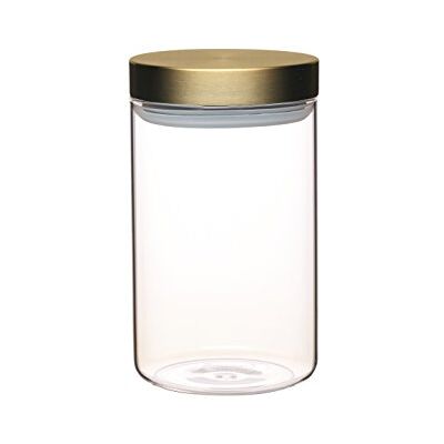 Master Class masterclass Glazen voorraadpot met messing deksel, 1 l, transparant, 10 x 10 x 17,5 cm Master Class masterclass Glazen voorraadpot met messing deksel, 1 l, transparant, 10 x 10 x 17,5 cm