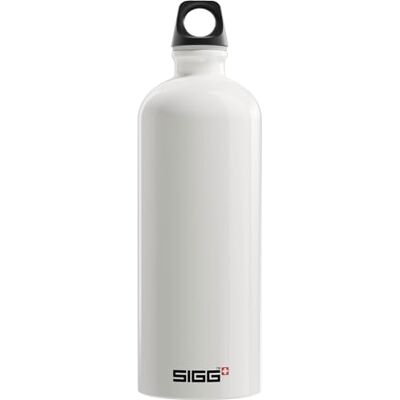 Sigg Traveller Herbruikbare fles, wit (1 L), luchtdichte fles, vrij van schadelijke stoffen, ultralichte aluminium fles, schroefsluiting Sigg Traveller Herbruikbare fles, wit (1 L), luchtdichte fles, vrij van schadelijke stoffen, ultralichte aluminium fles, schroefsluiting