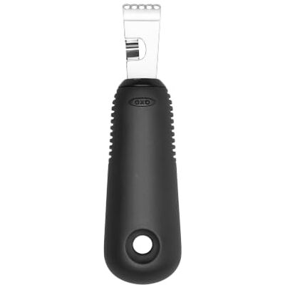 OXO Good Grips Éplucheur d'agrumes avec lame hexagonale Scherp raspoppervlak van roestvrij staal, antislip handgreep, lemmetbescherming voor opslag OXO Good Grips Éplucheur d'agrumes avec lame hexagonale Scherp raspoppervlak van roestvrij staal, antislip handgreep, lemmetbescherming voor opslag