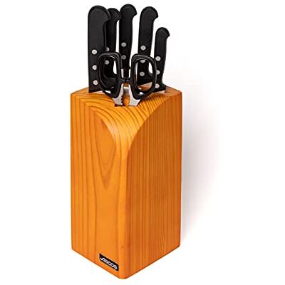 Arcos Serie Universal cadeauset set van 6 keukenmessen (5 messen + 1 schaar) lemmet van nitrum roestvrij staal handvat van polyoxymethyl (POM) blok van grenenhout Arcos Serie Universal cadeauset set van 6 keukenmessen (5 messen + 1 schaar) lemmet van nitrum roestvrij staal handvat van polyoxymethyl (POM) blok van grenenhout