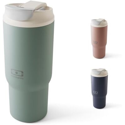 monbento Thermobeker Travel Mug L Natural Green Tumbler met rietje 600 ml Houdt dranken warm/koud Drinkfles met dubbele opening Ideaal voor koffie, infusie, ijsthee monbento Thermobeker Travel Mug L Natural Green Tumbler met rietje 600 ml Houdt dranken warm/koud Drinkfles met dubbele opening Ideaal voor koffie, infusie, ijsthee