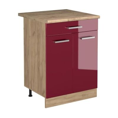 Vicco Meuble bas de cuisine "R-Line", Rouge brillant/Chêne doré 60 cm Vicco Meuble bas de cuisine "R-Line", Rouge brillant/Chêne doré 60 cm