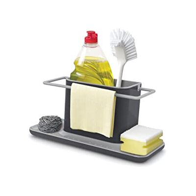 Joseph Joseph Caddy Opbergruimte / gootsteenorganizer met geïntegreerd afdruiprek, houder voor spons, borstel, afwasmiddel en handdoek, demonteerbaar, groot, grijs Joseph Joseph Caddy Opbergruimte / gootsteenorganizer met geïntegreerd afdruiprek, houder voor spons, borstel, afwasmiddel en handdoek, demonteerbaar, groot, grijs
