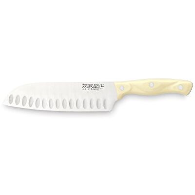 Rio Essentials Santoku-mes, honingraat, 18 cm, roestvrij staal, handvat van bakeliet met ivooreffect Rio Essentials Santoku-mes, honingraat, 18 cm, roestvrij staal, handvat van bakeliet met ivooreffect