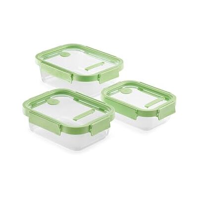 Lékué Set van 3 luchtdichte glazen, rechthoekig, 640-1050-1520 ml Lékué Set van 3 luchtdichte glazen, rechthoekig, 640-1050-1520 ml