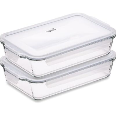 Igluu Meal Prep Lasagneborden van glas (2 stuks) 2,2 l Luchtdicht en BPA-vrij deksel – oven, airfryer, magnetron, vriezer, vaatwasser – borosilicaatglas Igluu Meal Prep Lasagneborden van glas (2 stuks) 2,2 l Luchtdicht en BPA-vrij deksel – oven, airfryer, magnetron, vriezer, vaatwasser – borosilicaatglas