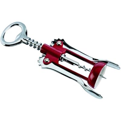 Tescoma 420244.2 kurkentrekker, 2 handgrepen, chroom, rood Tescoma 420244.2 kurkentrekker, 2 handgrepen, chroom, rood