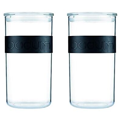 Bodum K11830-01SA voorraadpotten van kunststof met luchtdicht deksel, 2 stuks, zwart, 2 liter Bodum K11830-01SA voorraadpotten van kunststof met luchtdicht deksel, 2 stuks, zwart, 2 liter
