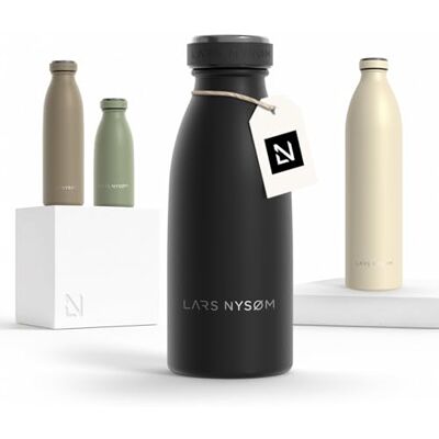 LARS NYSØM Drinkfles van roestvrij staal, 350 ml, 0,35 l, geïsoleerde waterfles, waterdichte drinkfles voor sport, fiets, kinderen (carbon zwart, 350 ml) LARS NYSØM Drinkfles van roestvrij staal, 350 ml, 0,35 l, geïsoleerde waterfles, waterdichte drinkfles voor sport, fiets, kinderen (carbon zwart, 350 ml)
