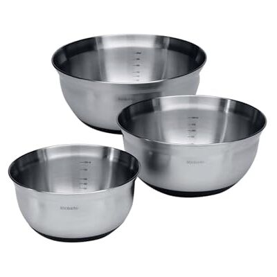 Brabantia Set van 3 mengkommen, 1 liter, 1,6 liter en 3 liter, zwart, 40 x 20 x 10 cm Brabantia Set van 3 mengkommen, 1 liter, 1,6 liter en 3 liter, zwart, 40 x 20 x 10 cm