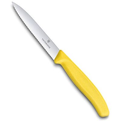 Victorinox , 6.7736.L8 Swiss Classic groentemes, extra scherp lemmet met gekarteld lemmet, robuust kunststof handvat, geel, gemaakt in Zwitserland, vaatwasmachinebestendig Victorinox , 6.7736.L8 Swiss Classic groentemes, extra scherp lemmet met gekarteld lemmet, robuust kunststof handvat, geel, gemaakt in Zwitserland, vaatwasmachinebestendig