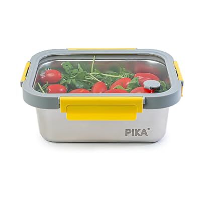 PIKA 1200 ml roestvrijstalen voedseldoos en deksel van gehard glas Luchtdicht en licht Geschikt voor magnetron, oven, vriezer MetalShock PIKA 1200 ml roestvrijstalen voedseldoos en deksel van gehard glas Luchtdicht en licht Geschikt voor magnetron, oven, vriezer MetalShock