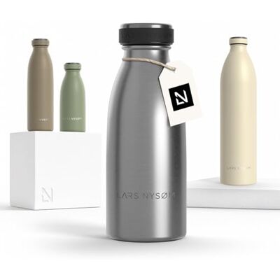 LARS NYSØM Drinkfles van roestvrij staal, 350 ml, 0,35 l, geïsoleerde waterfles, waterdichte drinkfles voor sport, fiets, kinderen (roestvrij staal, 350 ml) LARS NYSØM Drinkfles van roestvrij staal, 350 ml, 0,35 l, geïsoleerde waterfles, waterdichte drinkfles voor sport, fiets, kinderen (roestvrij staal, 350 ml)