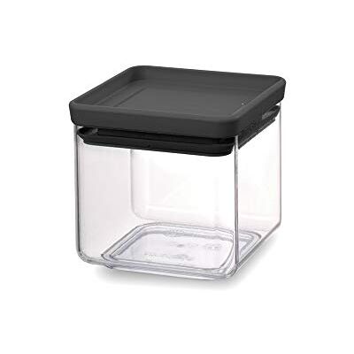 Brabantia 122309 vierkante voorraaddoos, 0,7 l, deksel, donkergrijs Brabantia 122309 vierkante voorraaddoos, 0,7 l, deksel, donkergrijs